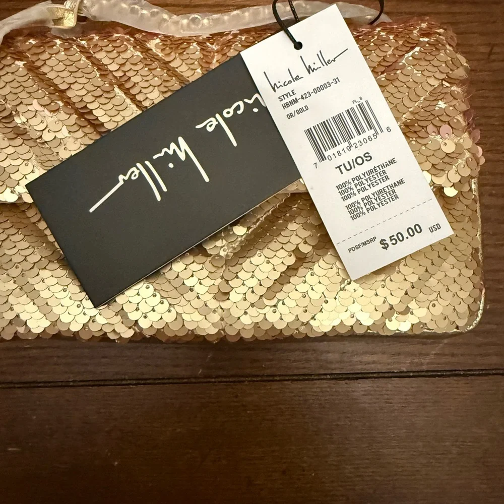 Nicole Miller Rose‎ Gold Sequin Clutch